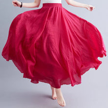 Load image into Gallery viewer, Boho Cotton Linen Beach Long Skirt Women Vintage Casual Solid A-line High Waist Dance Floor-Length Maxi Skirt Spring Summer New