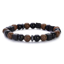 Load image into Gallery viewer, New Classic Natural Wood Beads Bracelets For Women Meditation Prayer Sliver Om Pendant Bracelet Men Wooden Yoga Jewelry