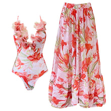 Load image into Gallery viewer, 2Pcs Printed Swimsuit Women Sexy Swimwear New Bikini With Long Skirt Female Biquini Push Up Swim Suit Bodysuit Beachwear CoverUp