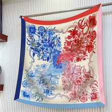Load image into Gallery viewer, Silk Scarf Women Floral Printed Square Scarves Head Echarpes Silk Foulards Femme Wraps Beach Shawls Bandana Lady Hijabs 90CM