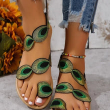 Load image into Gallery viewer, Yellow Embroidered Faux Flower Fashion Sandals Flat Plus Size 43 Summer Outdoor Beach Shoes Travel Mom Shoes