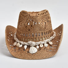 Load image into Gallery viewer, Summer Hand Woven Straw Hat for Women Shell Decoration Holiday Beach Sun Hat Chapeu Panama Feminino