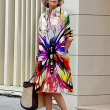 Load image into Gallery viewer, S-5Xl Summer Shirt Dress White Blue Evening Vintage Dresses Party Extra Long Women\'s Loose Gowns Only Celadon Printed Gowns