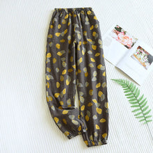 Load image into Gallery viewer, New Spring Summer Women's Pajamas 100% Cotton Crepe Pants Women's Comfortable Loose Large Leaf Home Pants Thin Bottoms