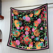 Load image into Gallery viewer, Silk Scarf Women Floral Printed Square Scarves Head Echarpes Silk Foulards Femme Wraps Beach Shawls Bandana Lady Hijabs 90CM