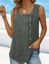 Load image into Gallery viewer, Summer New Women's Pleated Square Neck Sleeveless Swallowtail Button Tank Top for Women