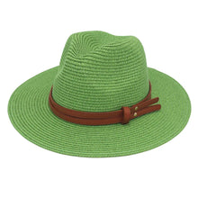 Load image into Gallery viewer, Summer Straw Sun Hat Panama Hats Grass Knitted Gift Hat Breathable Leisure Jazz Hat European American Style Straw Hat Beach Caps