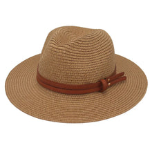 Load image into Gallery viewer, Summer Straw Sun Hat Panama Hats Grass Knitted Gift Hat Breathable Leisure Jazz Hat European American Style Straw Hat Beach Caps