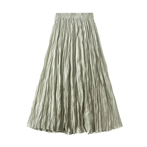 Light Luxury Irregular Slimming Pleated  A-line Skirt for Women High Waist Solid Color Loose Fashion Skirts Casual  Spring New