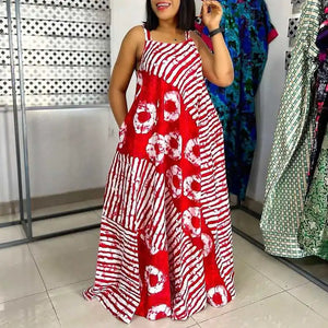 Maxi Long Dress Sexy Sleeveless Bohemian Printed Party Sundress 2024 VONDA Summer Tank Vestidos Beach Loose Casual Robe Oversize