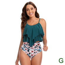 Load image into Gallery viewer, 8 Colors Women Ruffled Tankini Set Padded Top With Adjustable Shoulder Straps Elastic Slim Knitted High Waisted Beachwear 2025