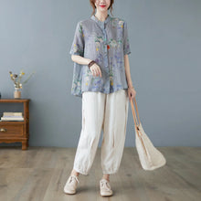 Load image into Gallery viewer, Summer ort Sve Cotton Linen Loose Fit Slimming Belly Covering Thin irt for plus Size Women Middle-Aged Mothers