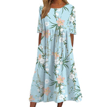 Load image into Gallery viewer, 2026Summer New Arrival Women's Casual Crew Neck Pocket Short Sleeve Printed Dress