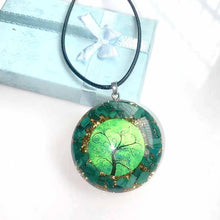 Load image into Gallery viewer, Orgonite Energy Pendant Green Malachite Tree of Life Orgone Chakra Healing Necklace Gift Package