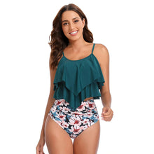 Load image into Gallery viewer, 8 Colors Women Ruffled Tankini Set Padded Top With Adjustable Shoulder Straps Elastic Slim Knitted High Waisted Beachwear 2025