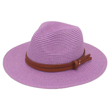 Load image into Gallery viewer, Summer Straw Sun Hat Panama Hats Grass Knitted Gift Hat Breathable Leisure Jazz Hat European American Style Straw Hat Beach Caps