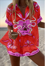 Load image into Gallery viewer, Fashion Print Beach Holiday 2-Piece Set Women Summer Short Sleeve Shirt Top + Wide Legs Short Women's Oversized Two-Piece Outfit