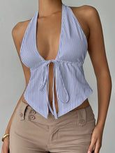 Load image into Gallery viewer, Fashionable Casual Women's Summer Striped Split Sexy Strap Vest Sleeveless Tank Top for Ladies Trendy And Comfortable
