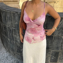 Load image into Gallery viewer, Women Summer Vintage y2k Aesthetic Crop Tops Floral Print Boho Sleeveless Spaghetti Strap Mesh See Through Coquette Tanks Camis