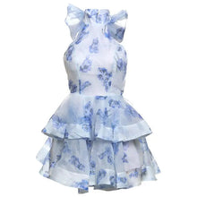Load image into Gallery viewer, Floral Print Halter Ruffles Dresses Women&#39;s Elegant Backless Sleeveless Bow Lace Up Mini Dress 2025 Summer New Lady Party Robes