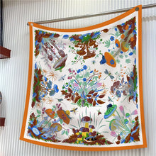 Load image into Gallery viewer, Silk Scarf Women Floral Printed Square Scarves Head Echarpes Silk Foulards Femme Wraps Beach Shawls Bandana Lady Hijabs 90CM