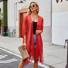 Load image into Gallery viewer, 2025 Swimsuit Cover-ups  Fashion Tassel Gold Bikini Beach Cover Up Sexy Beach Dress Tunics for Women Summer Wear See Through