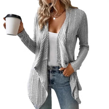 Load image into Gallery viewer, Autumn/Winter New Women's Cardigan Top Solid Color Casual Fashionable Loose Long Sleeve Knitted Sweater Jacket