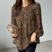 Load image into Gallery viewer, Women Floral Printed Blouse Bohemian Holiday Tops Vintage Long Sleeve Work Shirt Casual Cotton Chemise Female Blusas