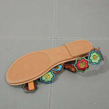 Load image into Gallery viewer, Yellow Embroidered Faux Flower Fashion Sandals Flat Plus Size 43 Summer Outdoor Beach Shoes Travel Mom Shoes