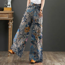 Load image into Gallery viewer, Women Vintage Floral Printed Wide Leg Pants Autumn Trousers Casual Elastic Waist Loose Palazzo Bohemian Holiday Pantalon