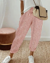 Load image into Gallery viewer, European and American Cross border Women's Summer New Fashionable Loose Stripe Printed Elastic Waist Drawstring Casual Pants