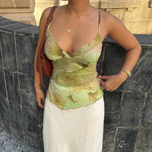 Load image into Gallery viewer, Women Summer Vintage y2k Aesthetic Crop Tops Floral Print Boho Sleeveless Spaghetti Strap Mesh See Through Coquette Tanks Camis