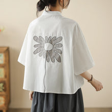 Load image into Gallery viewer, High-End Korean Japanese Artistic ort Sve Cotton Linen Embroidered irt Summer Wear Pear ape Fitting Women's Top
