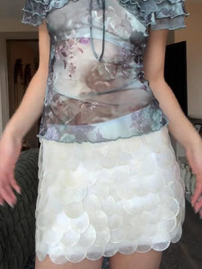 Sequin Mini Skirt Women Sexy Slim Shiny Fashion Chic Short Skirts Female 2025 Spring Summer Beach Solid Holiday Streetwears Lady