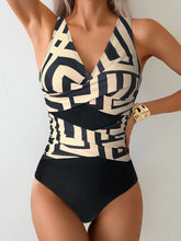 Load image into Gallery viewer, Sexy White Black Patchwork Swimwear Women Deep V Neck Cross Tummy Control One Piece Swimsuit Beach Bathing Suit Monokini 2026