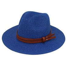 Load image into Gallery viewer, Summer Straw Sun Hat Panama Hats Grass Knitted Gift Hat Breathable Leisure Jazz Hat European American Style Straw Hat Beach Caps