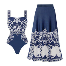 Load image into Gallery viewer, 2Pcs Printed Swimsuit Women Sexy Swimwear New Bikini With Long Skirt Female Biquini Push Up Swim Suit Bodysuit Beachwear CoverUp