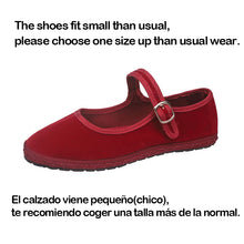 Load image into Gallery viewer, Gray Mary Jeans Flats Shoes Women Round Toe Hand Stitch Velvet Cloth Shoes Ladies Casual Soft Comfortable Ballet Shoes Loafers