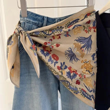 Load image into Gallery viewer, New Multi-functional Floral Triangle Scarf Matching Pants Silk Satin Waist Belt Women's Necktie Summer