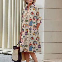 Load image into Gallery viewer, S-5Xl Summer Shirt Dress White Blue Evening Vintage Dresses Party Extra Long Women\'s Loose Gowns Only Celadon Printed Gowns