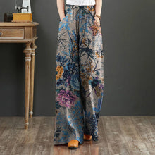 Load image into Gallery viewer, Women Vintage Floral Printed Wide Leg Pants Autumn Trousers Casual Elastic Waist Loose Palazzo Bohemian Holiday Pantalon