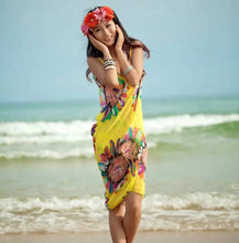 Load image into Gallery viewer, Printed Cover-ups Sexy Beach Dress Women Halter Sling Chiffon Beach Towel Bikini Wrap Pareo Skirts Open-Back Swimwear