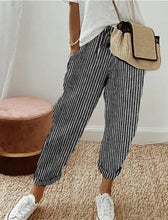 Load image into Gallery viewer, European and American Cross border Women's Summer New Fashionable Loose Stripe Printed Elastic Waist Drawstring Casual Pants