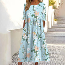 Load image into Gallery viewer, 2026Summer New Arrival Women's Casual Crew Neck Pocket Short Sleeve Printed Dress