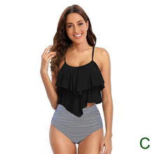 Load image into Gallery viewer, 8 Colors Women Ruffled Tankini Set Padded Top With Adjustable Shoulder Straps Elastic Slim Knitted High Waisted Beachwear 2025