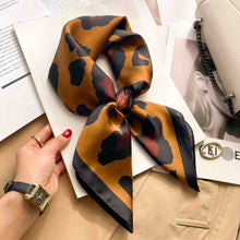 Load image into Gallery viewer, 70cm Leopard Print Silk Square Scarf for Women Satin Shawl Fashion Wraps Neckerchief Female Hair Bands Ribbon Headband Bandana