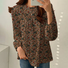 Load image into Gallery viewer, Women Floral Printed Blouse Bohemian Holiday Tops Vintage Long Sleeve Work Shirt Casual Cotton Chemise Female Blusas