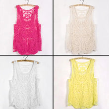 Load image into Gallery viewer, Women's Sleeveless Lace Tank Top Sexy Embroidery Hollow-out Floral Crochet Shirt Crochet T-Shirts For Women Lace Tee Shirt
