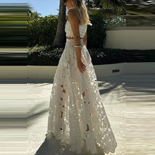 Load image into Gallery viewer, Spring Summer Holiday Boho Outfit Women Sexy O Neck Sleeveless Crop Top &amp; Maxi Skirts Set 2025 Fashion Embroidery Lace 2pcs Suit
