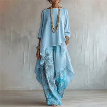 Load image into Gallery viewer, Boho Women's Spring Summer New Two-piece Set Suit Vintage Printed Irregular O Neck Versatile Casual Loose 2-piece Set For Women